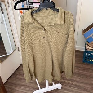 Source Unknown Olive Green Waffle Knit Sweater